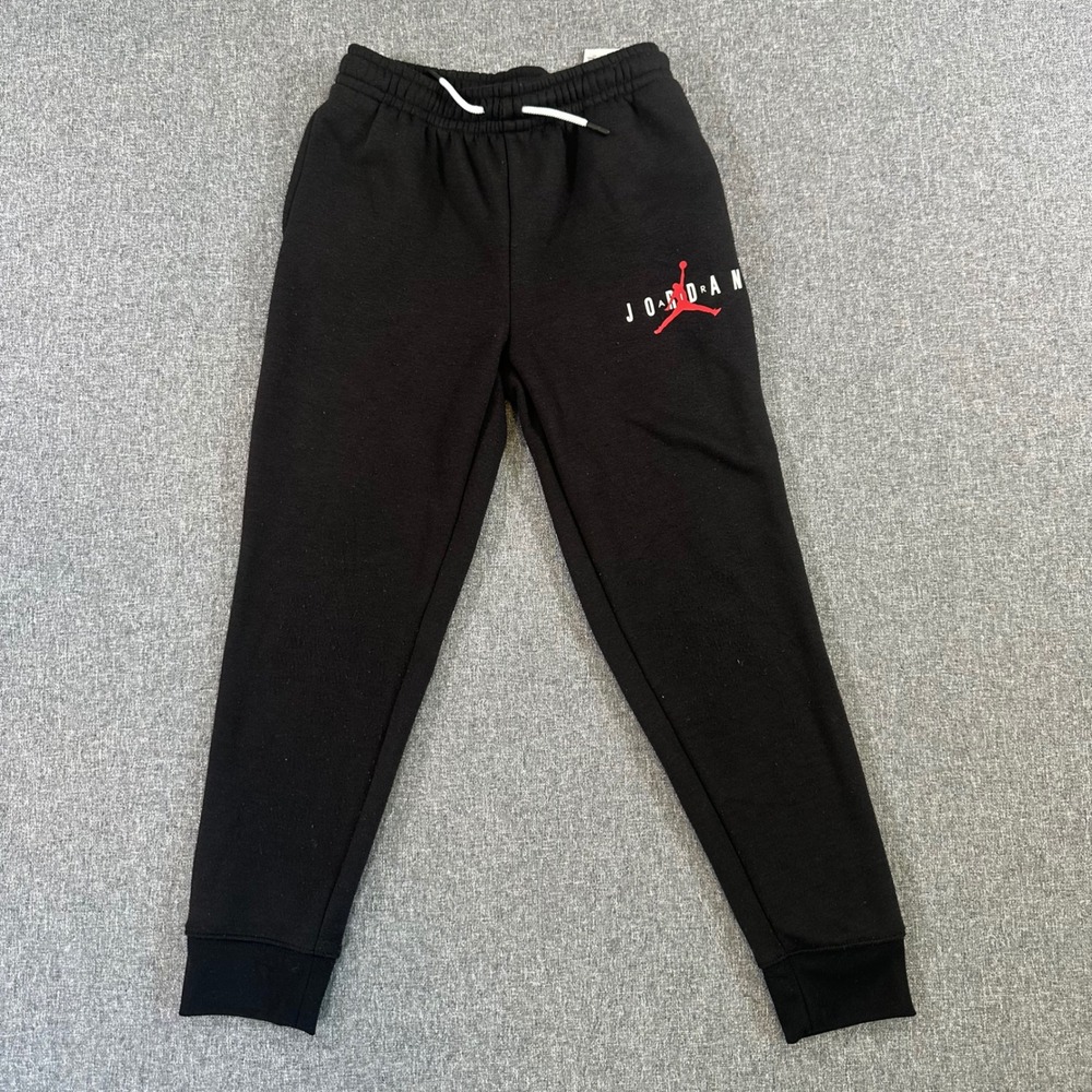 Jordan Boys Fleece Joggers Black Jumpman Sweatpants Size M 10-12 YRS Activewear